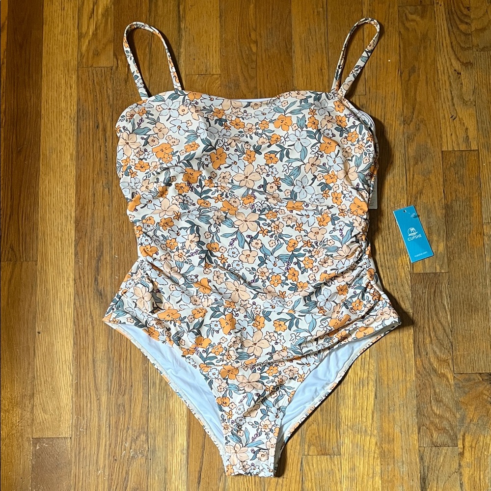 Cupshe Women’s  Floral One Piece in Orange and Blue